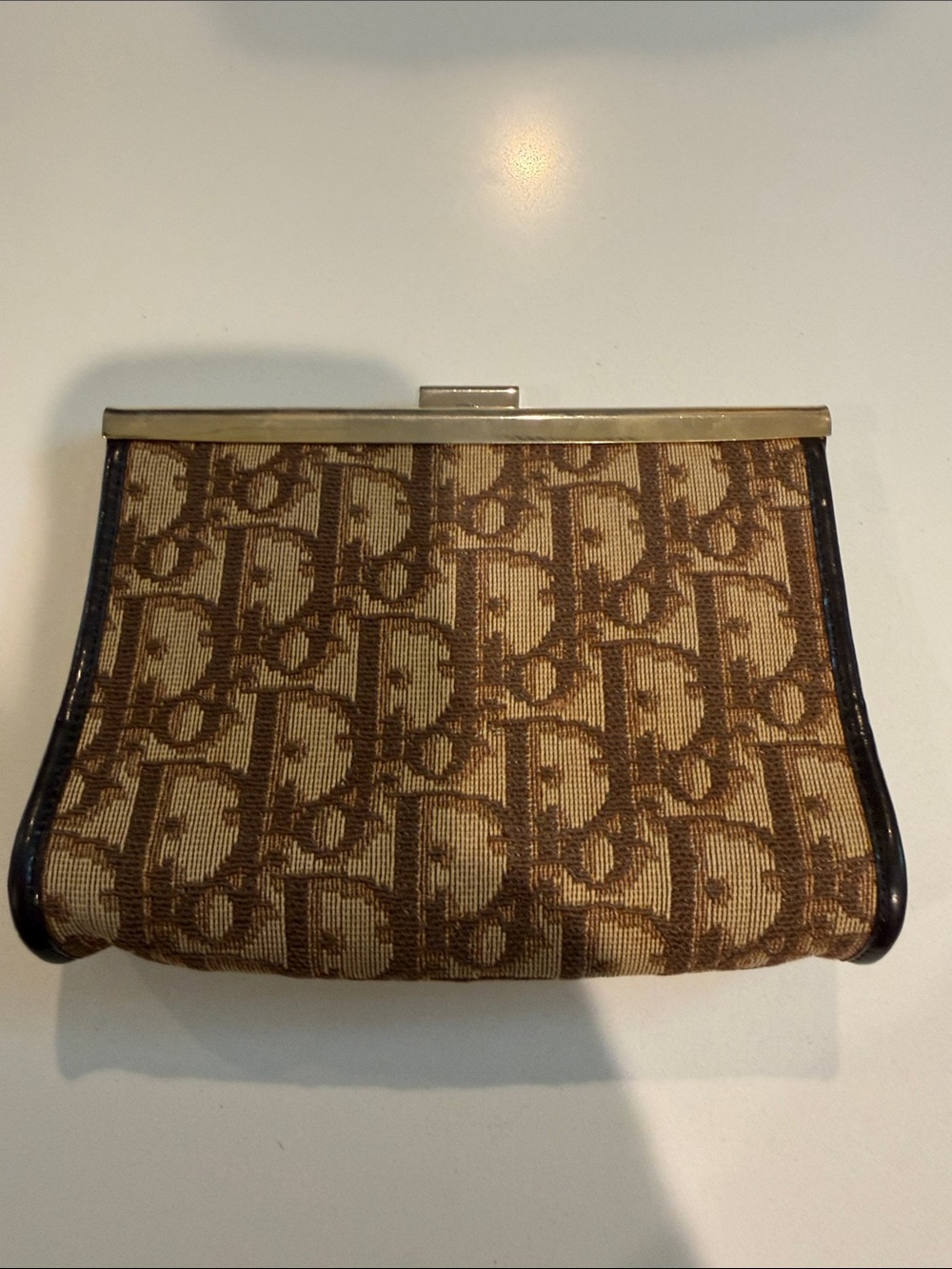 Dior Monogram Canvas Clutch with Metal Frame